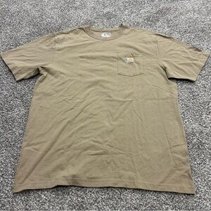 Carhartt Shirt Mens XL Tall Tan K87 Loose Fit Pocket Workwear Short Sleeve
